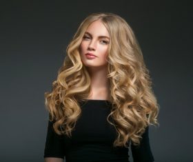 Stock Photo Beautiful girl with blond curly long hair 06