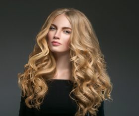Stock Photo Beautiful girl with blond curly long hair 07