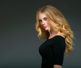 Stock Photo Beautiful girl with blond curly long hair 08