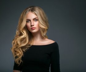 Stock Photo Beautiful girl with blond curly long hair 09