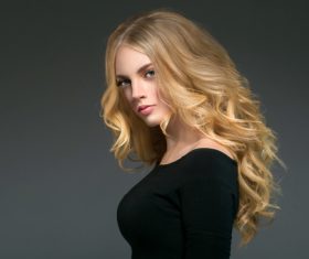 Stock Photo Beautiful girl with blond curly long hair 11