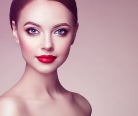 Stock Photo Beautiful woman face with perfect makeup 01
