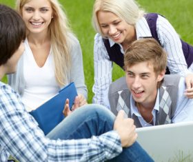 Stock Photo College students studying together 04