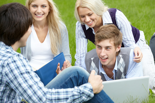 Stock Photo College students studying together 04