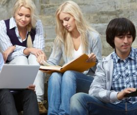 Stock Photo College students studying together 07
