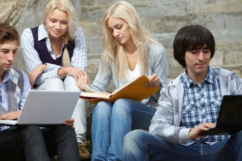 Stock Photo College students studying together 07