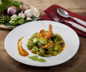 Stock Photo Delicious Sauteed shrimp salad 01