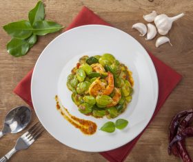 Stock Photo Delicious Sauteed shrimp salad 02