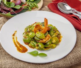 Stock Photo Delicious Sauteed shrimp salad 03