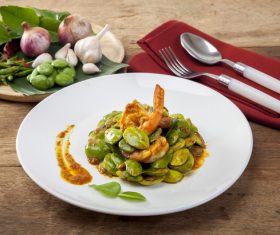 Stock Photo Delicious Sauteed shrimp salad 04