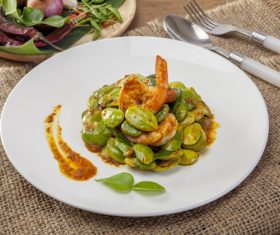 Stock Photo Delicious Sauteed shrimp salad 05