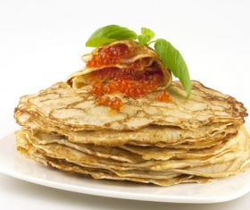 Stock Photo Delicious pancake with red caviar 06