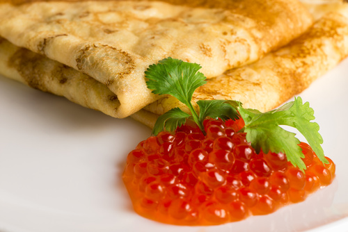 Stock Photo Delicious pancake with red caviar 10
