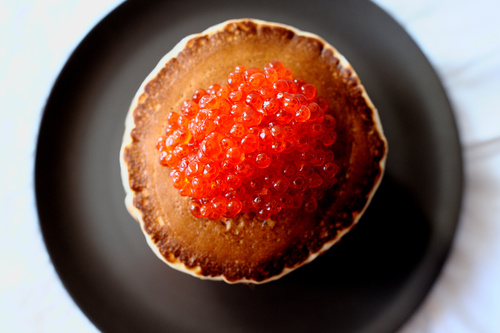 Stock Photo Delicious pancake with red caviar 14