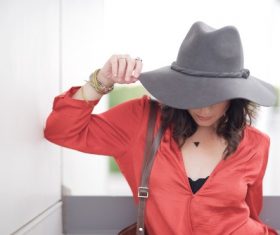 Stock Photo Fashion girl in red dress