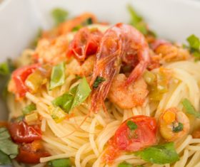 Stock Photo Fresh shrimp pasta