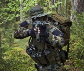 Stock Photo Fully armed soldier