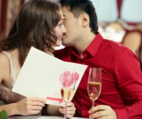 Stock Photo Greeting card kiss very intimate Lovers