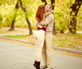 Stock Photo Very intimate couple on the street