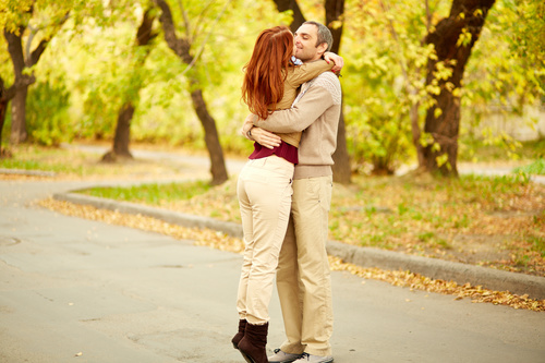 Stock Photo Very intimate couple on the street