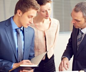 Stock Photo White collar discussing work 01