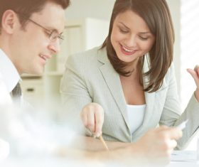 Stock Photo White collar discussing work 10