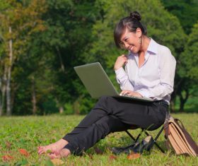 Stock Photo Woman studying in the park 02