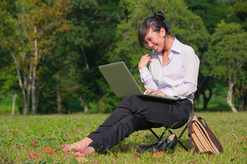 Stock Photo Woman studying in the park 02
