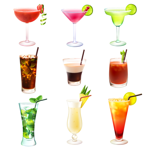 Summer drink illustration vector set 01