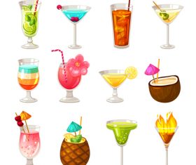 Summer drink illustration vector set 05
