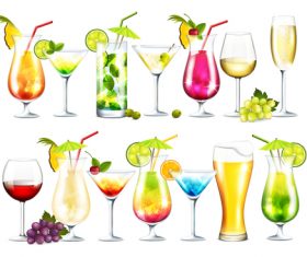 Summer drink illustration vector set 08