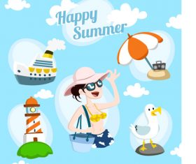 Summer vacation element vector material
