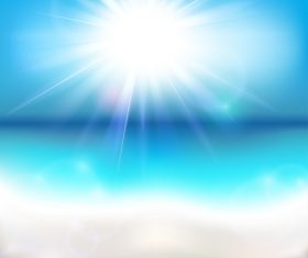 Sun shining over the ocean vector background