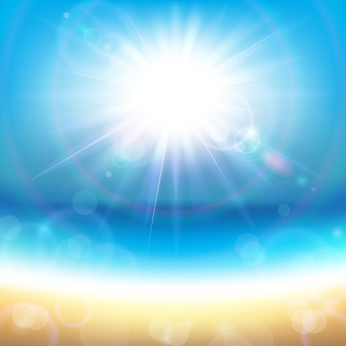 Sunshine with Sea vector background 01