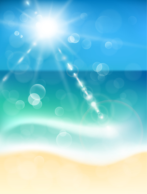 Sunshine with Sea vector background 02