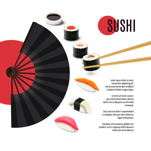 Sushi bar poster vintage vector 03