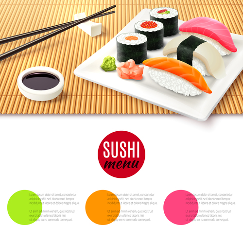 Sushi menu design vector set 01