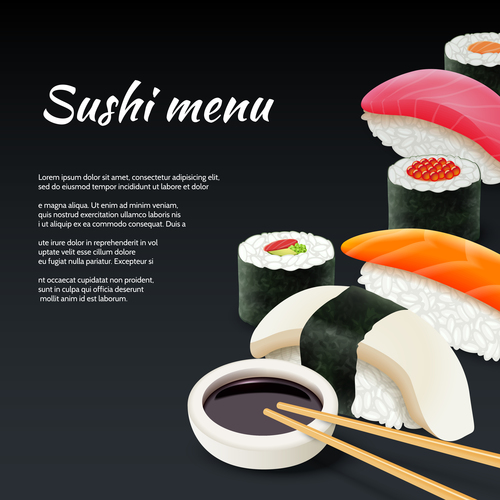 Sushi menu design vector set 02