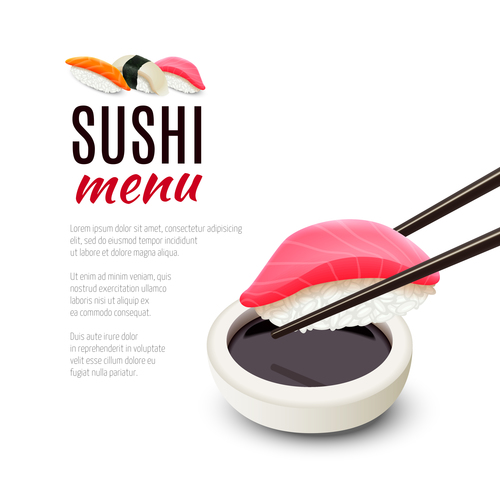 Sushi menu design vector set 03