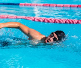 Swimmers trained in the swimming pool Stock Photo 01