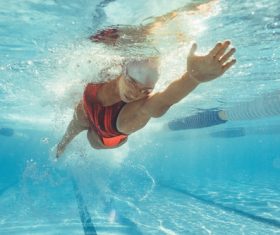 Swimmers trained in the swimming pool Stock Photo 02