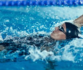 Swimmers trained in the swimming pool Stock Photo 04