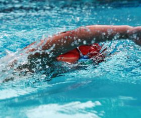 Swimmers trained in the swimming pool Stock Photo 05