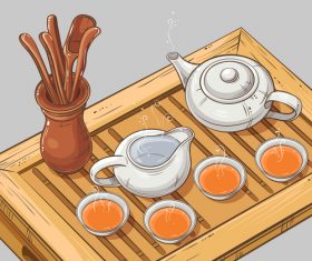Tea Table chinese style vector
