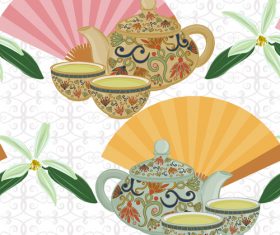 Tea with ethnic styles design vector