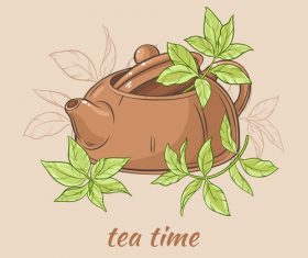 Teapot brown with tea leaves vector