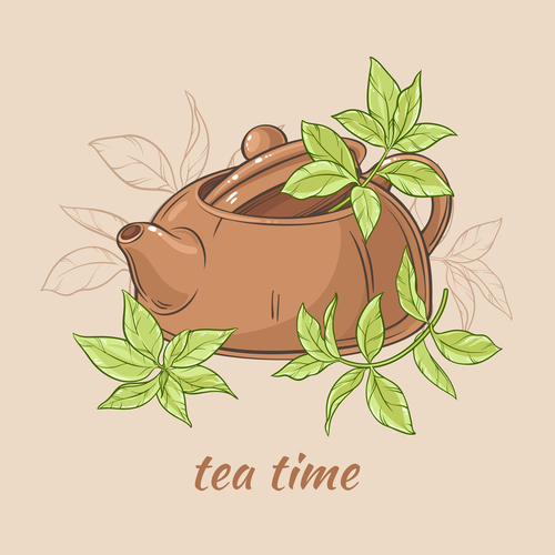 Teapot brown with tea leaves vector