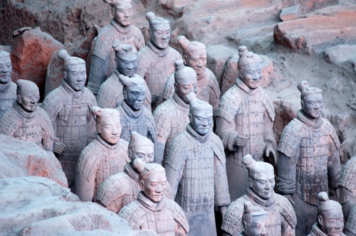 Terracotta Warriors of the First Qin Emperor of China Stock Photo 10