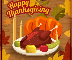 Thanksgiving background with turkey vector