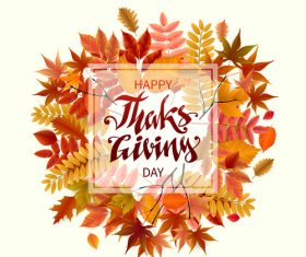 Thanksgiving with autumn leaves vector background 01